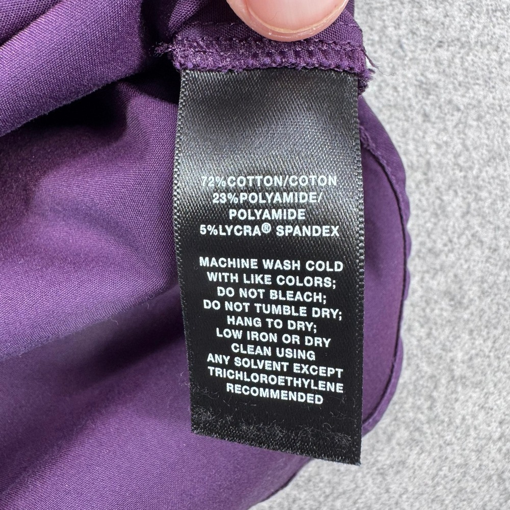 Lafayette 148 Luisa Purple‎ Stretch Cotton Long Tunic Shirt Women's P Petite - Picture 3 of 9